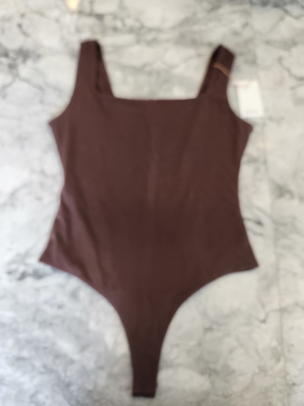 Quince Stretch Cotton Jersey Square Neck Tank Bodysuit Cocoa Large NWT - Picture 6 of 8